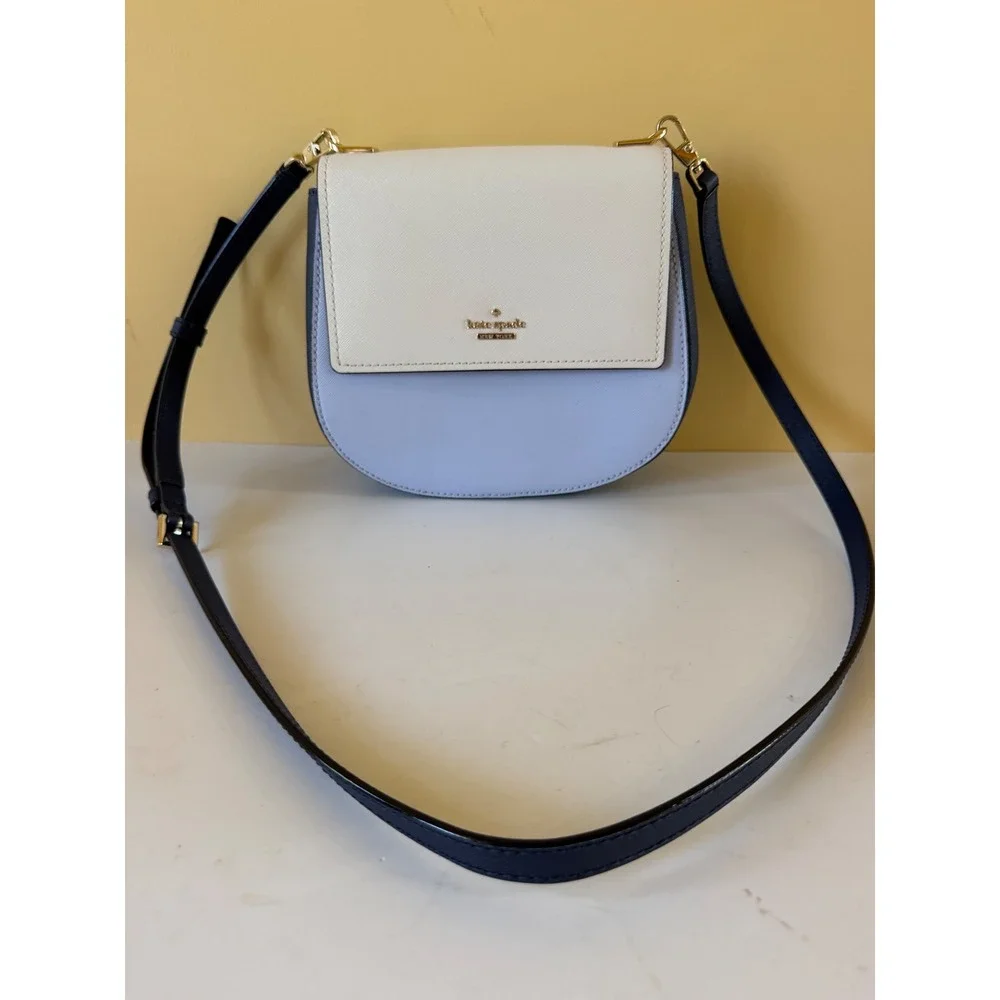 Kate Spade Brydie Tile Blue White Crossbody Bag Leather Preppy